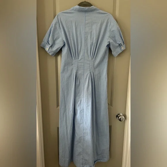 LOFT Light Blue and White Striped Shirtdress (Size 6) - Picture 10 of 10